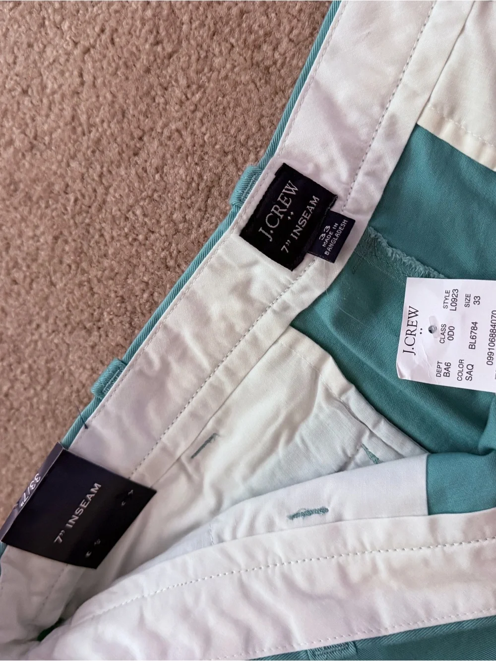 J. Crew Men's Turquoise Flat Front Shorts